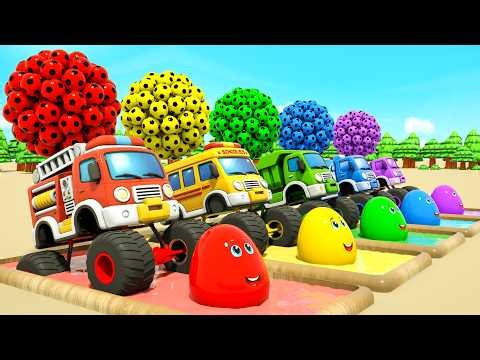 Huevos sorpresa y coches de colores | 🌈Aprender los colores para niños | DuZoo Español