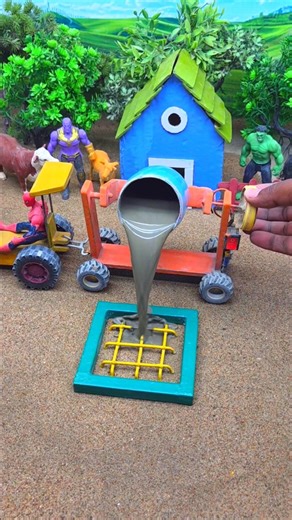 😱 Amazing Mini Tractor Making Cement Pillar Footing | DIY Real Working Construction Machine #shorts