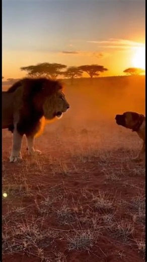 Lion vs Powerful Dog Brutal Face Off on African #savannahshowdown #lionencounter #epicanimalmoment