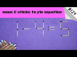 Matchstick puzzle #129 | Match puzzle 1-4=5 with hint and solution.