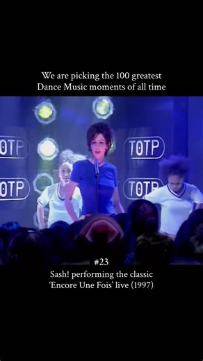 EDM US on Instagram: "Sash! performing the classic Encore Une Fois live 1997 In 1997 Sash a German DJ and producer project brought their track Encore Une Fois to the stage of Top of the Pops. The song was released earlier that year and became one of the most played dance records in Europe and the UK. Sung in French and driven by a fast club rhythm it stood out. This performance helped introduce Encore Une Fois to a wider audience and marked an important moment for dance music in the late ninetie