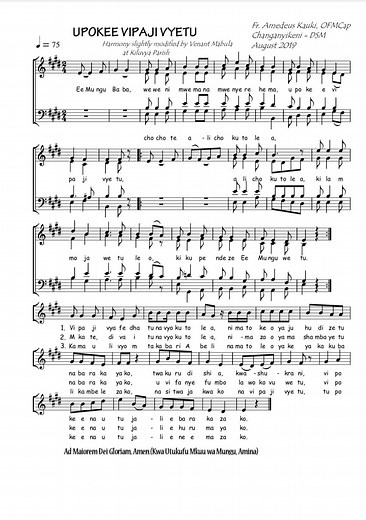 TUMUIMBIE BWANA KATIKA ROHO NA KWELI - Swahili Music Notes