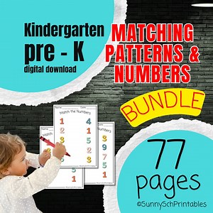 Pre-K Number & Pattern Matching Worksheets (PDF Download)