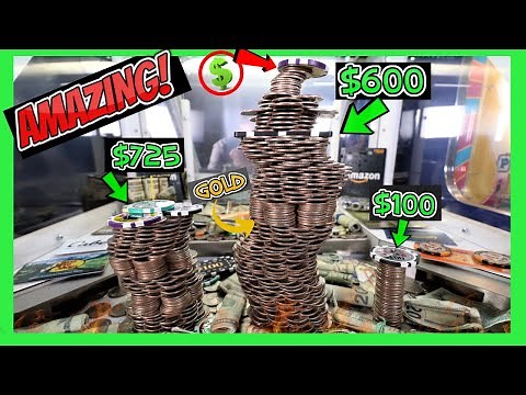 💱3 Huge Towers of Quarters worth Thousands Cash & GOLD Can I will the Money? High Stakes Coin Pusher