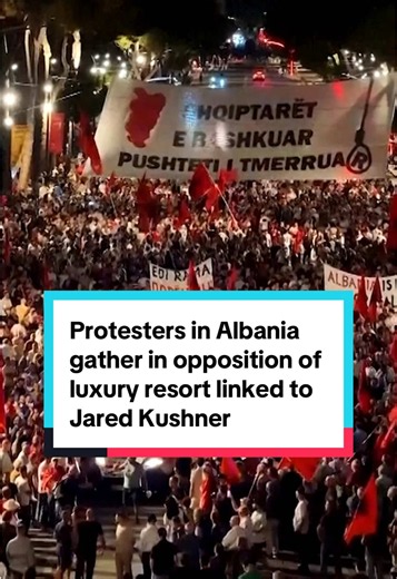 Protesters took to the streets of Tirana, Albania on Saturday in demonstrations that began in late May, opposing a luxury resort linked to Jared Kushner. The protests, which entered their 105th day, have grown into a broader anti-government movement calling for the resignation of Prime Minister Edi Rama. #albania #protest #resort #jaredkushner