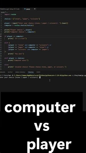 stone paper scissors game player vs computer