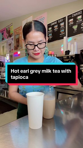 Making Hot Earl Grey Milk Tea with Boba