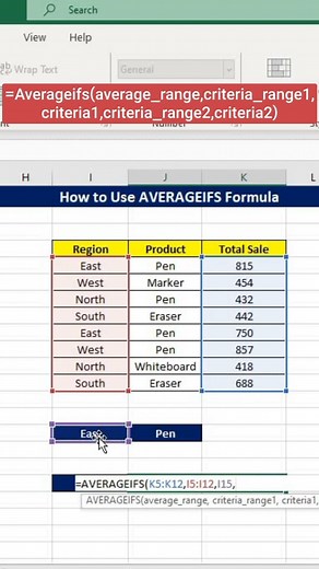 Uses of Averageifs Formula😲 #msexcel #excel #average #averageif #averagea #averageifs #shorts #eca