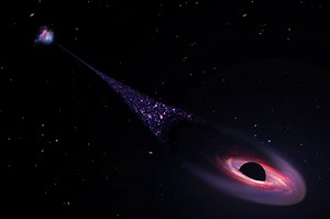 Hubble Space Telescope Possibly Observes Runaway Black Hole Leaving a Trail of Stars