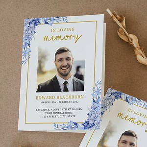 Blue Funeral Program Template for Man, Obituary Template, Order of Service, Memorial Service Program, Editable, Folded Booklet, Printable - Etsy Australia