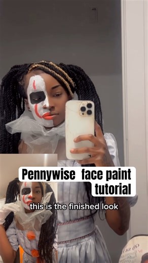 Pennywise face paint tutorial #halloween #pennywise #clown #facepaint #turorial