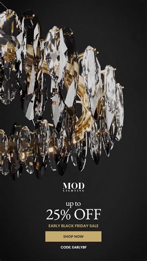 1.8K views · 18 reactions | Early Black Friday Sale starts now! Get up to 25% off with code: "EARLYBF". Score the best deals on modern lighting & fixtures today: https://mod-lighting.com | MOD LIGHTING | Facebook