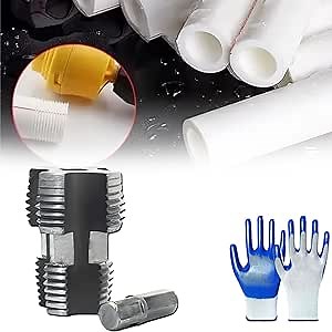 Electric Drill Compatible PVC Pipe Threader Kit with Various Die Sizes, PVC Thread Maker Tool for Electric Drill, PVC Thread Maker Tool, PVC Pipe Threader with 3 Dies, 1/2", 3/4", 1" (SetB)