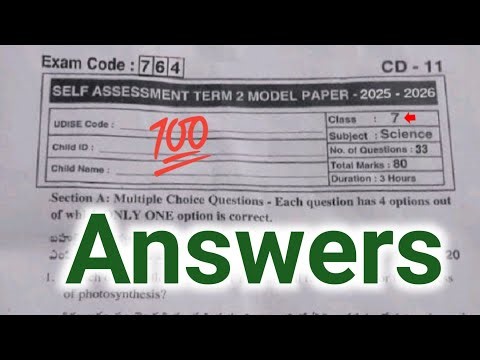 💯ap 7th general science Sa2 question paper 2026|7th class Sa term 2 science paper 2026 answer
