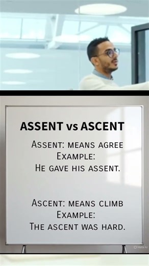 __Assent vs Ascent __ #english #homophonesinenglish