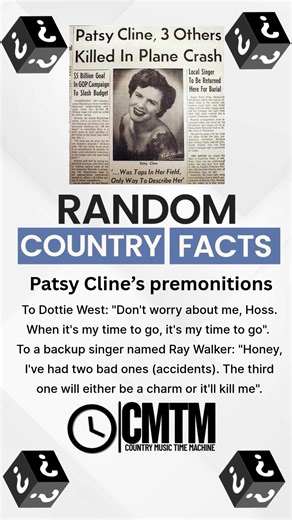Country Music Time Machine on Instagram: "Patsy Cline's premonitions"