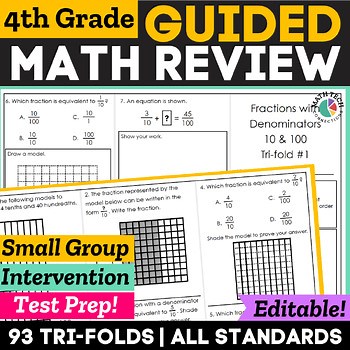 4th Grade Math Review Worksheets Math Test Prep Brochures, Guided Math Trifolds
