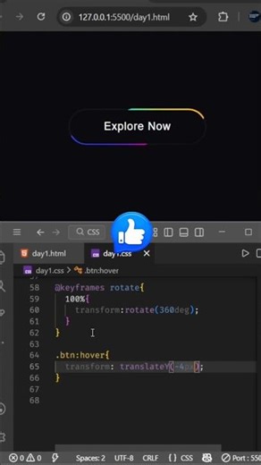 Day 01/50 Day Challenge 💻 | 🆒 CSS Button Hover Animation | #css #coding #webdevelopment #shorts