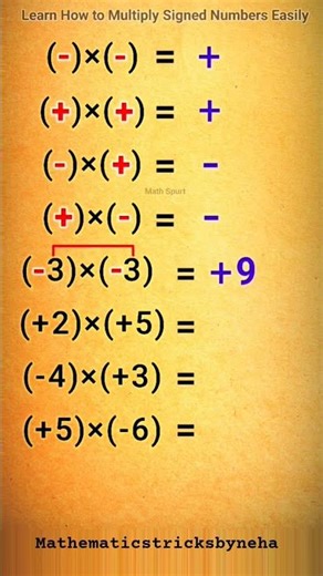Multiply Signed Numbers Easily | Plus Minus Trick 🔢 | Mathematics Tricks by Neha