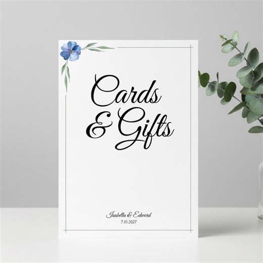 Wildflower Cards and Gift Sign Template - Editable Floral Wedding Table Sign | Printable 5x7 | Bridal Shower | Digital Download - Etsy