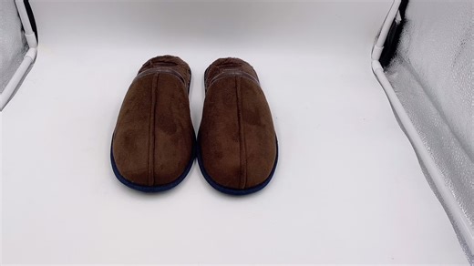 Men's Scuff Slippers with Memory Foam Faux Suede Upper Open Back House Slip-ons Non-slip Indoor Slippers