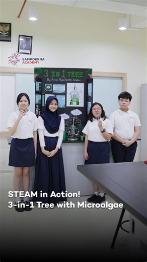 Sampoerna Academy on Instagram: "Meet the innovative minds from Grade 6B at Sampoerna Academy Surabaya, Grand Pakuwon, and their groundbreaking STEAM project: the 3-in-1 Tree! This incredible creation combines an artificial tree, a street lamp, and a rest area, all in one eco-friendly design powered by renewable energy. By incorporating microalgae and solar panels, this project tackles air pollution and urban space limitations, offering a sustainable solution for greener, smarter cities. Explore