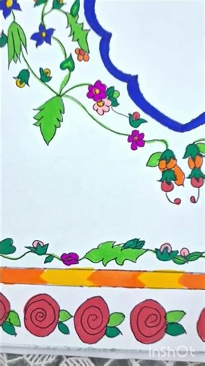 #shorts |DIY Floral Border Design | How to Draw a Symmetrical Flower Pattern| #art #artist #drawing