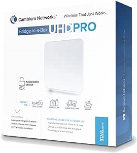 Cambium Networks ePMP Bridge in a Box UHD PRO 5 GHz - Extend Internet Connectivity Up to 5 Mile Range (8 Kilometers) - 600 Mbps Throughput - (Canada only) - C050900B901A