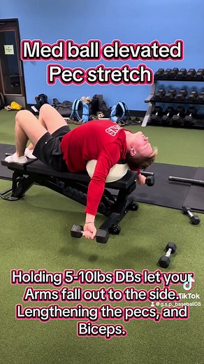 Med ball elevated pec stretch