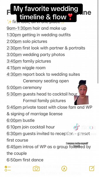 This is one of my all time wedding day flows ❣️❣️ hope this helps somebody who is currently wedding planning!! #weddingtimeline #weddingplanningtips #weddingplanningtip #weddingtiktok #weddingplanner #weddingplanning #weddingplanningadvice #weddingguidance #2024bride #2025bride #2026bride #diybride #diywedding #costeffectivewedding #engagedtiktok #virtualweddingsupport #virtualweddingplanner
