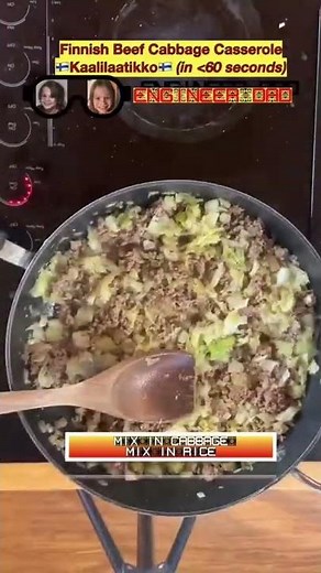 Finnish Beef Cabbage Casserole in 60 seconds “Kaalilaatikko”. Finnish comfort food #EngineerDadCooks