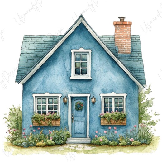 20 Watercolor Cottage House Clipart, Rustic Home PNG Bundle, Cozy Village Illustration, Botanical House Art, Scrapbook, High-quality PNG Set - Etsy
