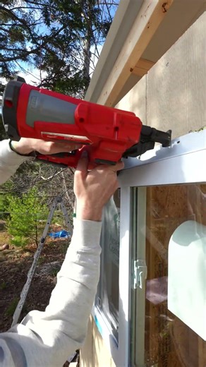 installing a window with my roofing nailer #constructionchannel #diy #homeimprovement