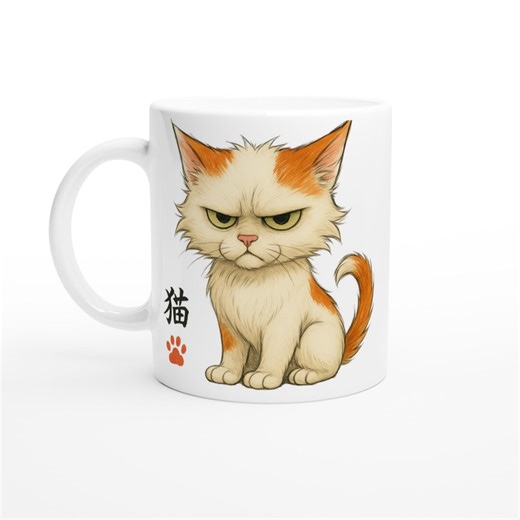Grumpy Turkish Van Cat Coffee Mug, Anime Cat Lover Gift - Etsy