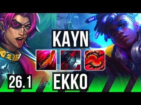 KAYN vs EKKO (JGL) | Good KDA: 12/1/7, 5k gold comeback | KR Diamond | 26.1