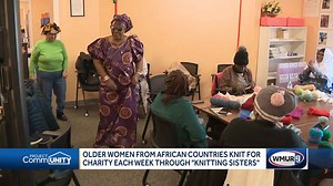 Older women from African countries knit for charity each week