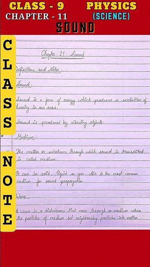 Sound - Class 9 Physics Chapter 11 | Notes, Question and Answers #notes