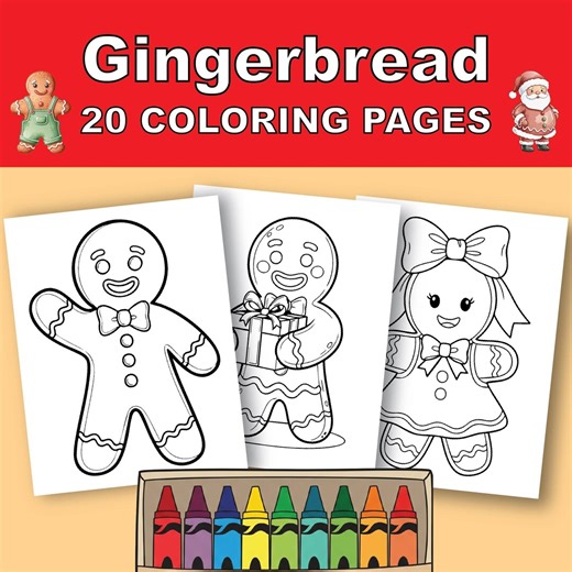 20 Gingerbread Christmas Coloring Pages | Printable PDF - Etsy