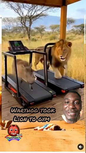 Warthog teaching lion basic running skills #viralvideochallenge #animallover #fblifestyle #goviral #gehgeh | Real Dignified Tv