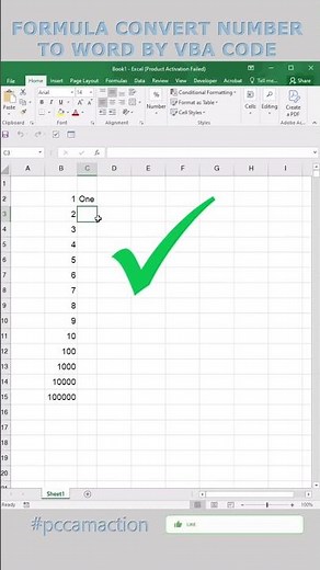 Convert number to word by VBA code. #Excel # Tips #trick #Formula #SpellNumber #Shorts #pccamaction