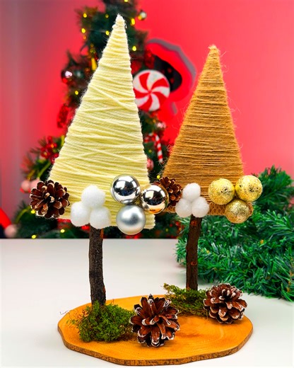 Vintage Christmas trees crafted with yarn 🎄🧶