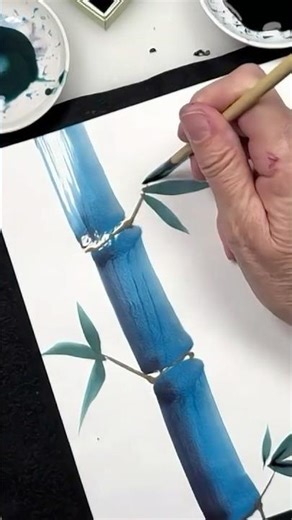 Gansai bamboo painted on Gasen paper