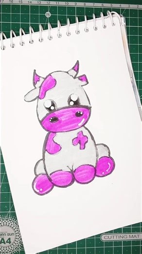 cute easy baby cow 🐮 🐄 cartoon drawing. #shorts