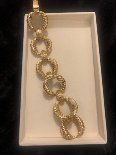 Vintage Gold Tone Ribbed Link Bracelet, Chunky Statement Bracelet, Bold 1980s Power Jewelry, Heavy Textured Gold Link Bracelet - Etsy