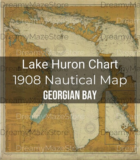 Vintage Nautical Map of Lake Huron - Coastal Area Chart – Georgian Bay Map (digital Download) - Etsy