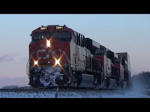 Elly Style! Huge Stack Train CN 120 w/DPU approaching Upper Dorchester, NB at Track Speed