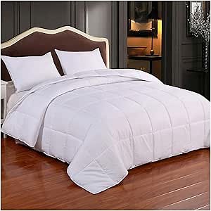 Homelike Moment Comforter King Size - White Duvet Insert Down Alternative Bed King Comforter, Lightweight Bedding Comforters Quilted Soft All Season with Coner Tabs White Square Embossed