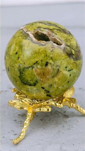 Dolmen ignited Green Opal Geode Sphere