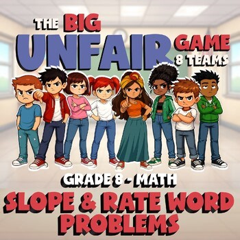 Slope & Rate Word Problems BIG UNFAIR Math Game - No Prep Grade 8 Review