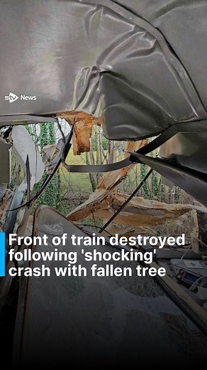 9.5K views · 30 reactions | Front of train destroyed following 'shocking' crash with fallen tree. The crash occurred at Broughty Ferry on Wednesday as Storm Gerrit swept across the country. #scotrail #stormgerrit #intercity125 #trains #scotland #dundee #glasgow #news #scottishnews #stvnews | STV News | Facebook